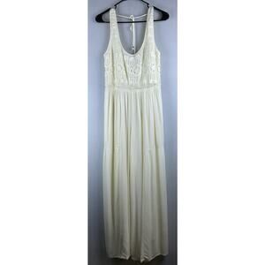 Lovestitch Sz M Cream Flowy Ethereal Lined Tank Embrd Elastic Waist Wide Leg Pck